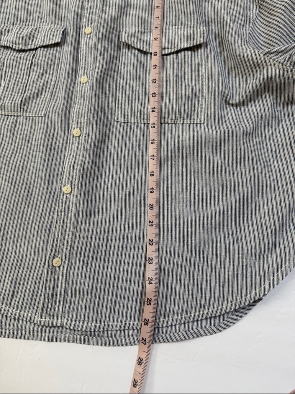 J. Crew Navy and White Striped Button-Down Shirt Linen Blend Sz XXL - Picture 6 of 9